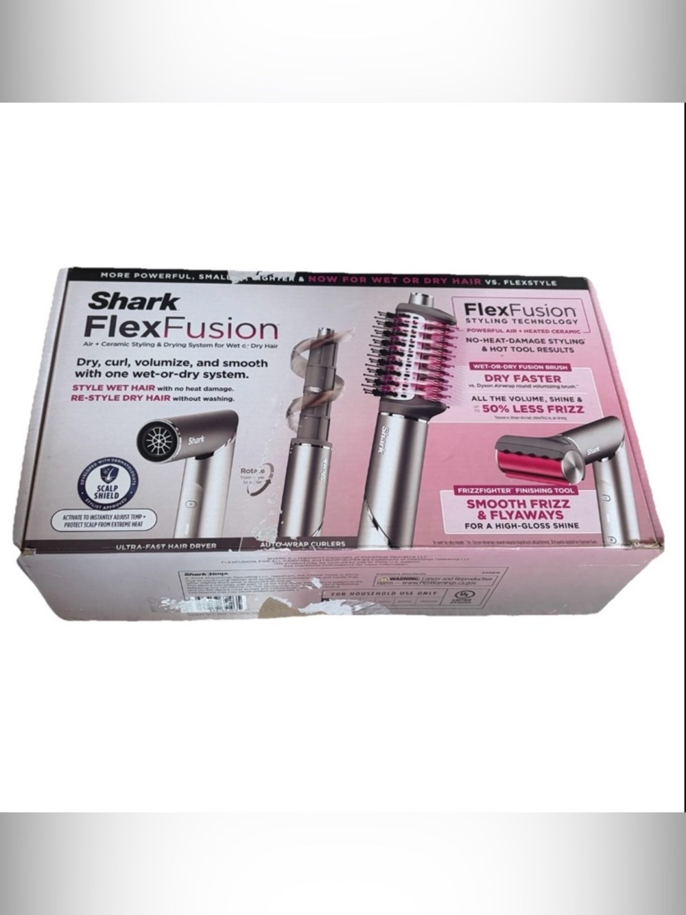 Shark FlexFusion Wet-to-Dry Styling Brush - Pink/Silver TESTED